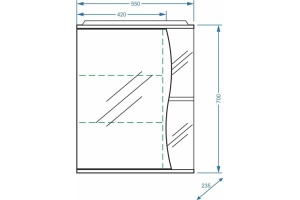 Зеркало-шкаф Polar Волна Верея 55 L с подсветкой белый - 3