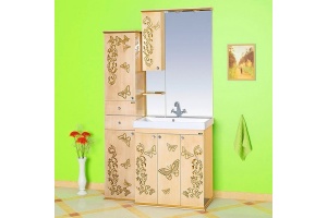 Мебель для ванной Misty Бабочка 90 бежевая, патина - 3