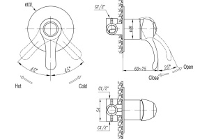 Смеситель Cezares Lira DIM-01 С ВНУТРЕННЕЙ ЧАСТЬЮ, для душа - 2