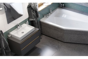 Тумба под накладную раковину Excellent Tuto 80 серый - светлое дерево  - 2