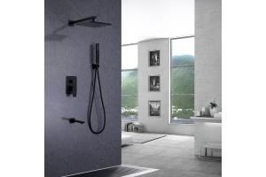 Душевая система ABBER Weiss Insel скрытого монтажа с изливом, черная матовая (AF8017B) - 2
