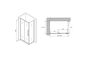 Душевой уголок Abber Schwarzer Diamant 160х75 хром стекло прозрачное - 2