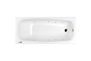 Ванна акриловая WHITECROSS Layla Soft 170x75 с гидромассажем белый - золото