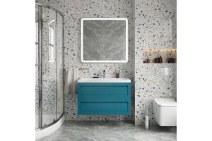 PLATINO База под раковину подвесная с двумя выкатными ящиками, Бирюзовый матовый AM-Platino-1000-2C-SO-TM - 2