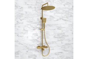 Душевая система WasserKraft 30 с термостатом золото матовый - 2