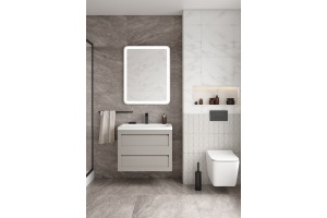 PLATINO База под раковину подвесная с двумя выкатными ящиками, Светло-серый матовый AM-Platino-580-2C-SO-GСM