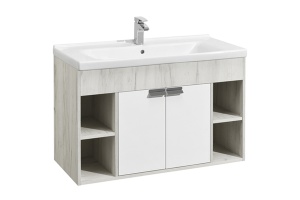 Тумба с раковиной Aquaton Флай 100 белый-светлое дерево