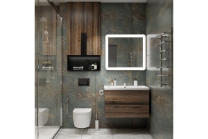 TECHNO База под раковину подвесная с двумя выкатными ящиками, Дуб бомонд Лофт AM-Techno-900-2C-SO-LW646