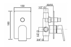 Смеситель для ванны Cezares Tirreno (TIRRENO-VDIM-01) - 2