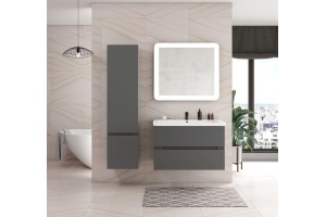 TECHNO Шкаф подвесной, фасады асимметричные, Смоки софт 400x300x1600, AM-Techno-1600-AC-SO-ZB815-L