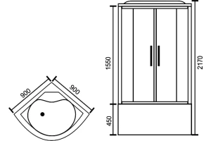 Душевая кабина Royal Bath 90х90 хром стекло прозрачное - 2
