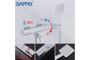 Смеситель для ванны с изливом служит переключателем на лейку термостат хром G3291 - 2