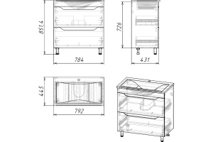 Тумба под раковину Stella Polar Абигель 80 серый - 2