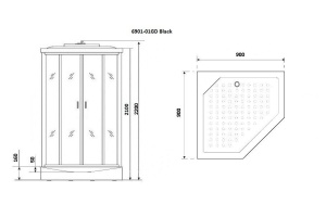 Душевая кабина Niagara Premium NG-6901-01GD BLACK 90х90х220 черная - 3
