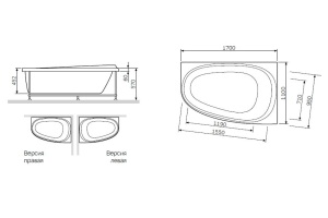 W80A-170R110W-R Like, каркас 170х110 см, правосторонний, шт - 3