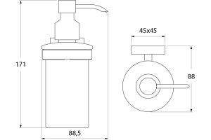 Дозатор для жидкого мыла, матовое стекло, латунь,  Edifice, IDDIS, EDIMBG0i46 - 2