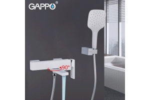 Смеситель для ванны с изливом служит переключателем на лейку белый/хром G3217-8 - 3