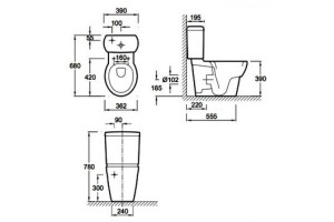 Чаша для унитаза-компакта Jacob Delafon Ove 19967W - 3