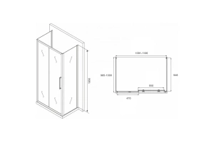 Душевой уголок Abber Schwarzer Diamant 110х100 хром стекло матовое - 2