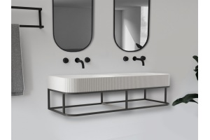 Консоль с раковиной двойная  Abber Stein подвесная 120 белый матовый - 2