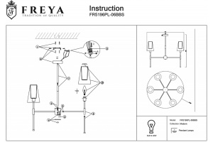 Люстра на штанге Freya Tida FR5196PL-06BBS - 2