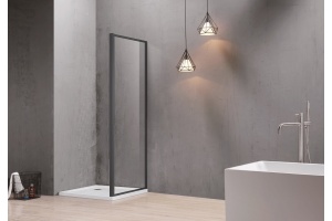 AQ ARI WA 09020BL Неподвижная душевая стенка 900x2000, для комбинации с дверью, профиль черный, стекло прозрачное - 2