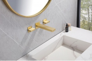 Смеситель для раковины встраиваемый Abber Daheim золото матовое - 2