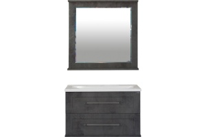 Тумба под раковину Misty Марта 80 подвесная, темный бетон - 2