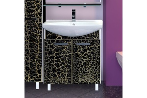 Тумба для комплекта Misty Джулия 85 прямая, черная краколет, с сифоном