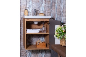 Тумба с раковиной Бриклаер Фостер 50 дуб золотой, антрацит - 3