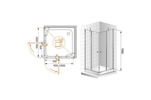 Душевой уголок Cezares Elena 100х100 хром стекло прозрачное - 2