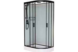 Душевая кабина Frank 100х80 левая черная стекло матовое