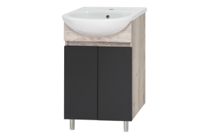 Тумба с раковиной Misty Поло 50 светлое дерево - черная