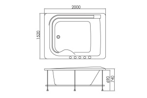 Акриловая ванна Gemy G9265 K - 3