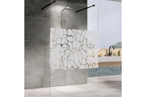 Душевая перегородка Abber Immer Offen 100 черная стекло прозрачное