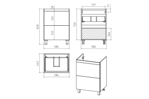 Тумба под раковину напольная Misty Атлантик 60 серая матовая - 2
