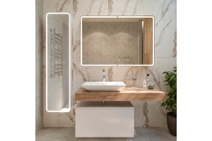 Зеркало-шкаф STWORKI Ольборг МВК078 120, с подсветкой, прямоугольный, большой, навесной, в стиле лофт, с розеткой - 2