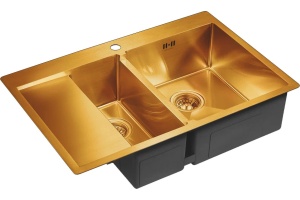 Мойка кухонная Paulmark Liga R 78 брашированное золото - 2