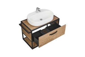 Тумба с раковиной Одри 62 Aquaton Лофт Фабрик 80 темное дерево  - 3