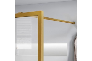 Душевая перегородка Vincea Walk-In 100х200 профиль брашированное золото стекло рифленое  - 2