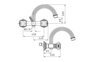 Смеситель для ванны Cezares Olimp бронза - 2