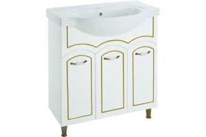 Тумба для комплекта Bellezza Амелия 80 белая, патина золото