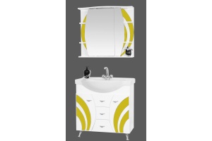 Зеркало-шкаф Misty Каролина 80 R желтое стекло - 2