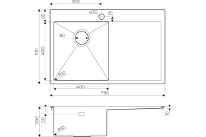 Мойка кухонная Omoikiri Akisame 78-IN-L нержавеющая сталь - 2
