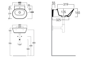 Раковина накладная Simas Wawe 48х43 белая - 3