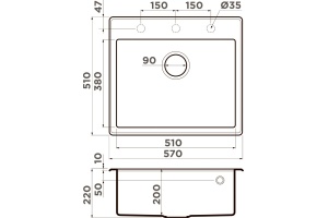 Мойка кухонная Omoikiri Tedori 57 шампань - 3