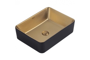 Накладная раковина Abber Rechteck 49 золото с черным