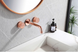 Смеситель для раковины Abber Wasser Kreis розовое золото  - 2