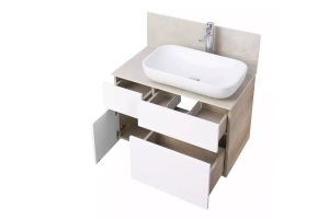 Тумба с раковиной Лола 60 и столешницей Aquaton Мишель 80 белый-светлое дерево - 2