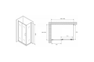 Душевой уголок Abber Schwarzer Diamant 140х100 хром стекло прозрачное - 2